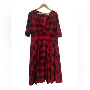 Unique Vintage Red and Black Plaid Delores Dress - Size 18 (2X)